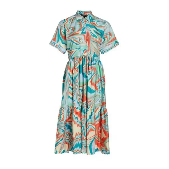 Kimberly Goldson Short Sleeve Retro Abstract Print Dress Small Vintage Style - Picture 7 of 7